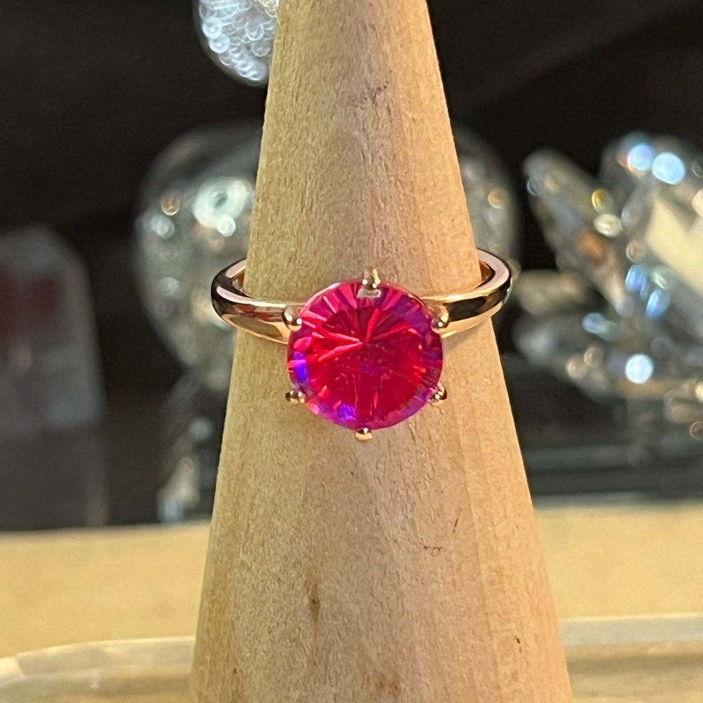 Stunning Volcanic Quartz Solitaire Engagement Ring Vermeil Rose Gold/ Sterling.